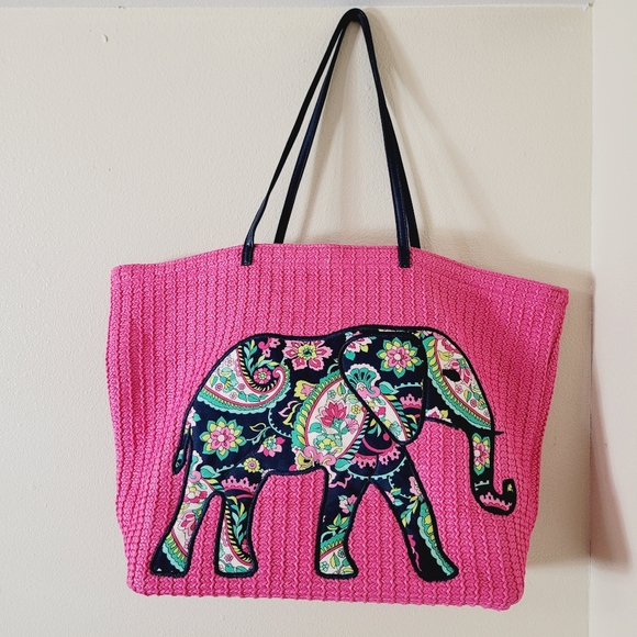 Vera Bradley Bags Vera Bradley Straw Tote In Petal Paisley Elephant